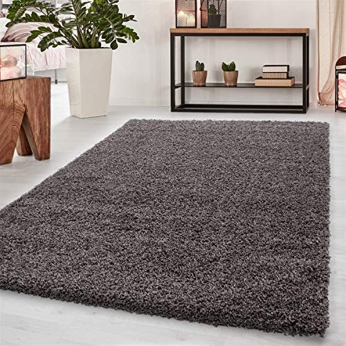 Ayyildiz Teppich-Hochflor Shaggy Teppich Langflor 5 Einfarbig Wohnzimmer, Polypropylen, Taupe, 80 X 150