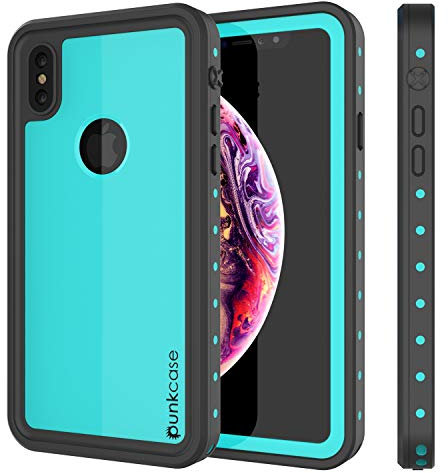 PunkCase iPhone XS Waterproof Case, [StudStar Series] [Slim Fit] [IP68 Certified] [Shockproof] [Dirtproof] [Snowproof] 360 Full Body Armor Cover Compatible W/Apple iPhone XS [Teal]