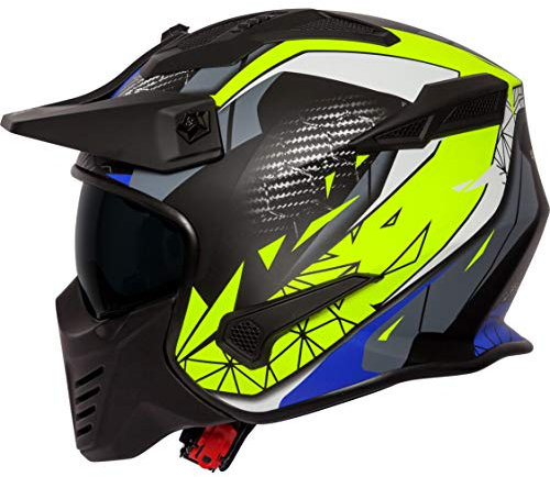Spada Matt Schwarz Blau Fluorescent Storm Motorradhelm (X-Large, Gelb)