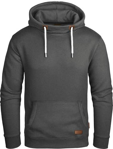 Grin&Bear Herren Kapuzenpullover Kapuzenjacke Hoodie mit hoch abschließendem Kragen GEC494 (L, Anthrazit)