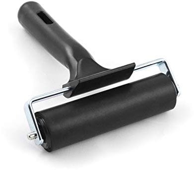QWORK Gummiwalzen, Kleberwalze, Andrückroller für linoldruck, Stempeln, Drucken, Tapeten und Kunsthandwerk, Schwarz, 10 cm