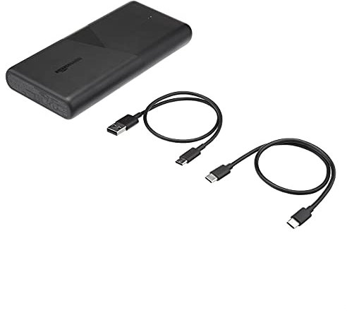 Amazon Basics Batería externa con fuente de alimentación Power Delivery de 45W por USB-C para portátiles, puerto USB-A de 12W y 26 800 mAh, Negro