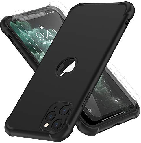 ORETECH Coque Compatible avec iPhone 11 Pro Max, avec 2 x Protecteur D'écran en Verre Trempé Housse Hybride Robuste 2 en 1 Antichoc Anti Rayures PC TPU Coque pour iPhone 11 Pro Max 6.5 Noir