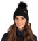 VIVISENCE Wintermütze Mit Bommel Damen Perfekte Passform Warmes Bommelmütze Herbst Frauen Mütze Für Winter Aufgerolltem Design Für Extra Wärme Ideal Für Kalte Wintertage Modell, Schwarz,Einheitsgröße