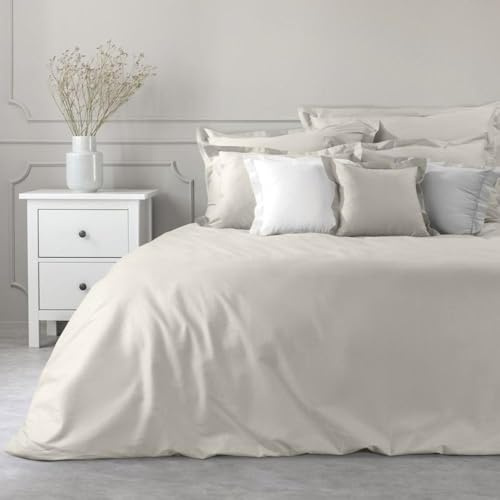 Eurofirany Bettbezug, Kissenbezug, BETTWÄSCHEGARNITUR SELBST SCHAFFEN, Baumwolle, Einfarbig, Klassische Bettwäsche (Beige, 1x Bettbezug 180x200)