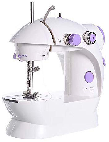 Mini Nähmaschine für Einsteiger, tragbare Nähmaschine mit zwei Geschwindigkeiten, Licht, Nähset, Kindernähmaschine Weiß