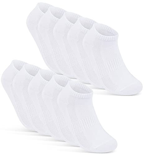 Herren & Damen Sneaker Socken Weiß Baumwolle Unisex 10 Paar Sneakersocken 39-42 Sportsocken 16510 WP (Weiß)