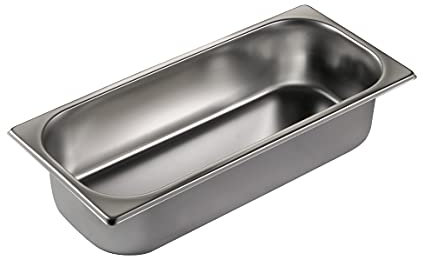 Lacor - 66178 - Cubeta para Helado, Recipiente de Helado, Bandeja Acero Inoxidable 18/10, Heladera, Conserva el Helado, Bordes Perfilados, Apilable, Apta para Lavavajillas, 360x165x80 mm