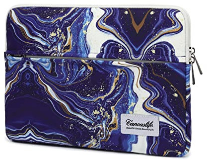 Canvaslife Blue Marble Pattern 13 inch Canvas Laptop Sleeve with Pocket 13 inch 13.3 inch Laptop case 13.1 case