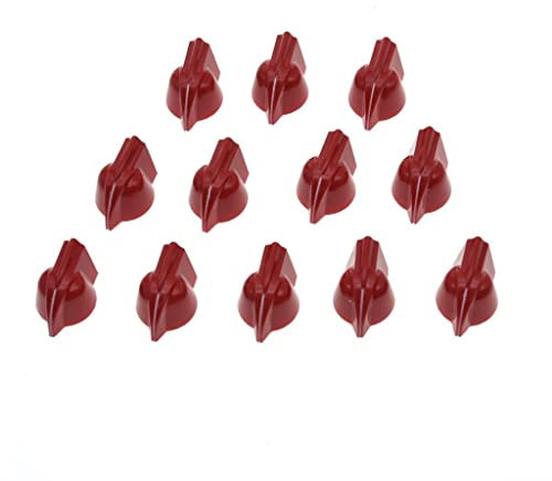 KAISH 12pcs 1/4 Vintage Raised Mini Chicken Head Knobs Small Size Guitar Bass Potentiometer Knobs Amplifier Knob Effect Pedal Chickenhead Knobs with Set Screw Red