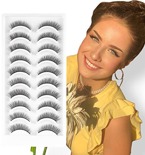 Faux Cils Court Cils œIl De Chat 10 Paires Faux Cils Naturel Cat Eye Lashes 3d Faux Cils De Vison Waterproof Fake Lashes Faciles à Mettre Par Parriparri