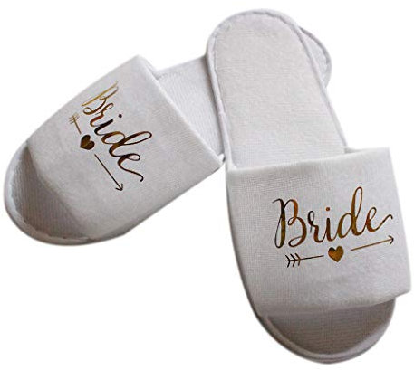 Oilmal Chaussons jetables pour mariée, mariage et fête nuptiale - Chaussons moelleux pour hôtel comme cadeau, Paillettes dorées., 26*8cm