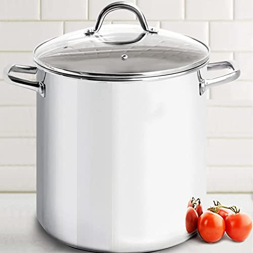 THEGA Cubo De Sopa De Acero Inoxidable - Olla Sopera De Gran Capacidad, Olla Sopera con Tapa De Cristal Templado, para Cocina De Hotel/Restaurante/Fiesta, Se Adapta A Todas Las Estufas (Size : 24QT)