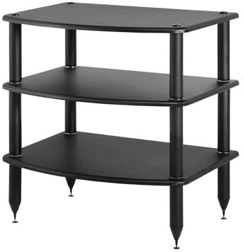 Pangea Audio Vulcan Audio-Stereo-Rack, Media-Ständer und Komponenten-Schrank, 3 Ablagen, Karbonfaser-Vinyl