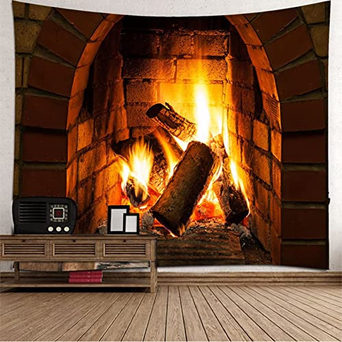 Aotiwe Wandteppich Aesthetic, Wandbehang Deko Feuer Rot Braun Orange Polyester 300X260cm