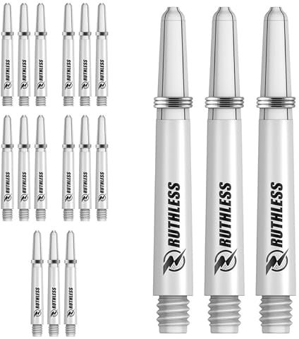 RUTHLESS Deflectagrip Dart-Schäfte | Langlebige Nylon-Schäfte mit Federn | Tweenie 40 mm, weiß, 3 Sets mit 3 Flights (3XS1567)