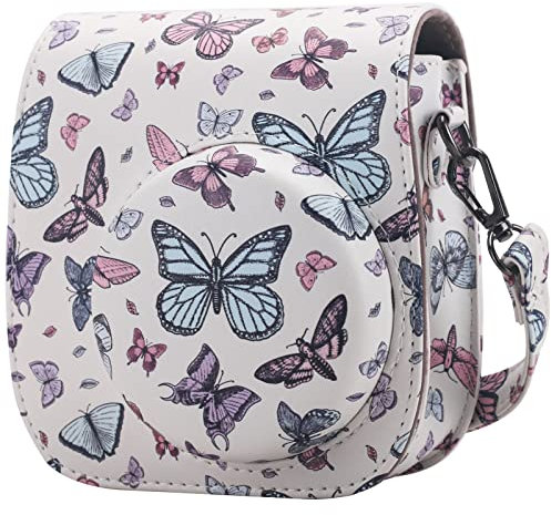Frankmate Étui de protection compatible avec Mini 12 11 9 8 caméra instantanée avec poche pour accessoires et sangle réglable, Big Small Butterfly, Sac à bandoulière
