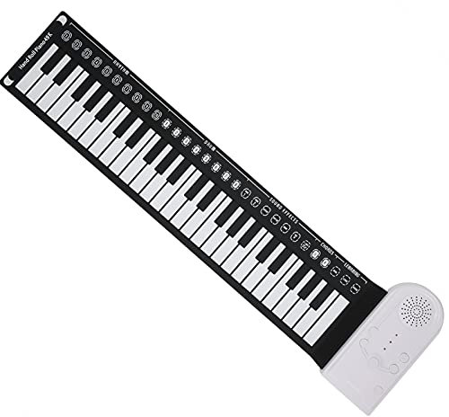 Tastiera per Pianoforte Elettrico a 49 Tasti, Pianoforte Pieghevole Portatile, Tastiera Elettrica USB Ricaricabile, Regali per Bambini Adulti