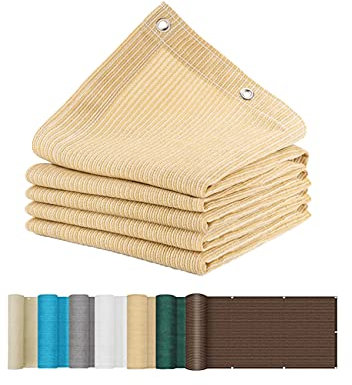 Sichtschutz Garten 3.8 x 4 m Windschutz und Sonnenschutz Windschutz Sonnendach 1 × 5 m Seile für Außenbereich,Garten, Creme Farben