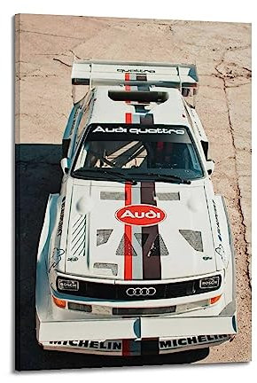 JONZA Vintage Sport Auto Poster für Audi Sport Quattro Rennauto Dekorative Malerei Leinwand Wand und Kunst Bild Familie Schlafzimmer Dekor 60 x 90 cm
