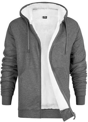 CityComfort Felpa Uomo con Cappuccio - Felpe Uomo con Zip Rivestite in Sherpa Caldo e Morbido - Felpa Invernale Uomo Taglie Forti M-3XL (Grigio, 3XL)