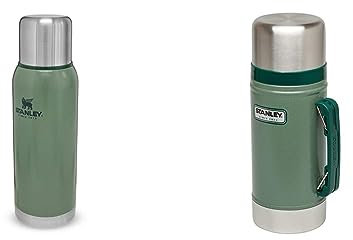 Stanley Adventure Stainless Steel Thermos Flask 1L Hammertone Green - BPA-Free Coffee Flask & Classic Legendary Food Jar 0.7L Hammertone Green - BPA Free Stainless Steel Food Flask
