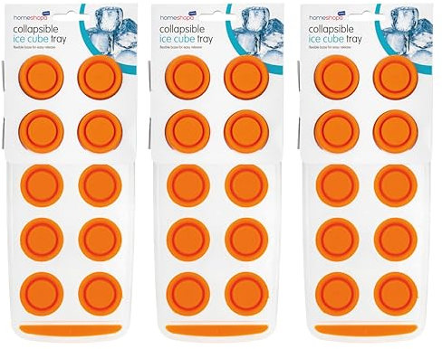 HOMESHOPA Ice Cube Tray 3 Pack, 10 Circle Cubes, Easy-Release Pop Out Flexible Silicone Reusable Ice Mold, BPA Free & Save Freezer Space, Removable Ice Cubes for Whisky Cocktails Beer Drinks, Orange