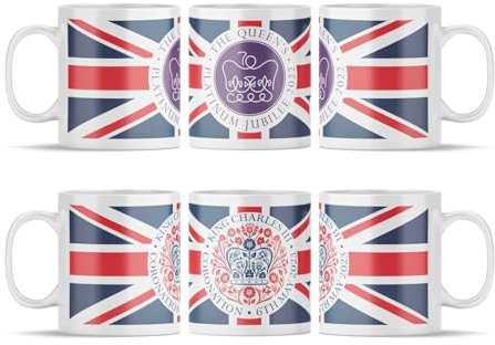 You Personalise Queen Elizabeth Platinum Jubilee UK Flag Mug and King Charles Coronation UK Flag Mug Collectors Pack
