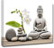 CXHOSTENT Buddha Statue Leinwandbild Buddha mit Zen Steinen Orchideen Bild auf Leinwand Zen Kunstdrucke Wanddekoration gerahmt (A, 30.00 x 45.00 cms)