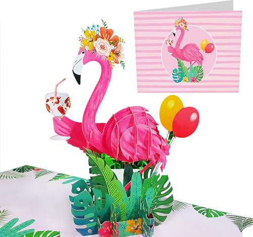 Central 23 Flamingo Pop Up Karte – Cocktail Tropisch – Geschenke Frauen Frau Schwester Mama Freund – Rosa 3D-Karte für Sie – für Geburtstag Urlaub Brautparty – Kommt mit Aufklebern