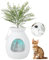 COSTWAY Katzentoilette, intelligente Geruchsentfernung & Sterilisation | Blumentopf-Stil | Türvorhang | 63L, Katzenklo für Katzen, mit Kunstpflanze, Kieselsteinen & Schaufel, 50x50x59cm (Weiß)
