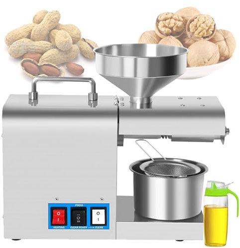 DOZPAL Pressa per Olio Commerciale - Panello di Olio di Noci Caldo Freddo Pressa per Olio di Semi in Acciaio Inossidabile Estrattore Automatico di Olio Domestico - Temperatura costante