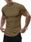 Meilicloth T-Shirt für Herren Kurzarm Muscle Shirts Herren Baumwolle Sportshirt Basic Rundhal Tee Slim Fit Sommer Leicht Männer Modern Muskelshirts Sport Tshirt Braun L