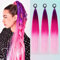 PORSMEER 3 Stück Lang Lila/Rot/Rosa bis lila Haar Lametta zopf extension mädchen und Frauen,60 cm Glattes Pferdeschwanz Haarteil Synthetik Haarverlängerung Zopf
