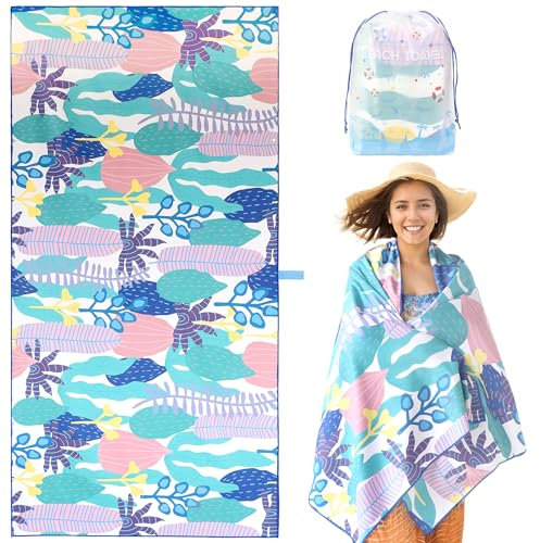 LEcylankEr Strandtuch XXL 180x90 Strandtuch Mikrofaser für Herren Damen Anti-Sand Schnell Trocknend Strandhandtuch Groß für Strand/Poolside/Strandstuhl (Blumen und Pflanzen)