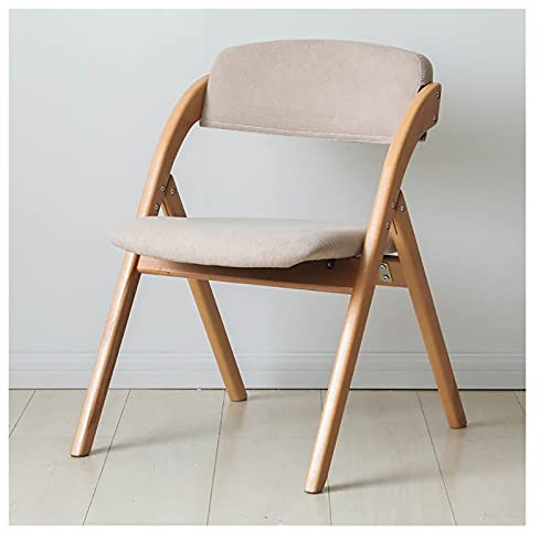 Klappbare Holzstühle mit gepolsterten Sitzen, Faltbare Esszimmerstühle, Abnehmbarer Bezug, gepolstert, stapelbar, einzelner bequemer Holzstuhl für Zuhause, Büro, Hochzeit (Farbe: Khaki)
