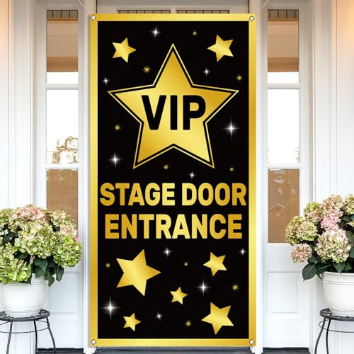Vohado VIP Stage Door Entrance Door Cover Movie Themed Party Decoration Music Award Night Birthday Accessory Supplies Front Porch Banner Decor