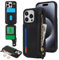 SailorTech Handyhülle für iPhone 15 Pro Etui mit Kartenfach, iPhone 15 Pro Hülle mit Kartenhalter, iPhone 15 Pro Handyhülle mit Reißverschluss Geldbörse - Schwarz