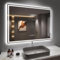 Dripex Espejo de Baño con Luz LED 60 x 80 cm, Antivaho, Dimmable, 3 Colores de Luz, Interruptor Táctil, con Reloj y Enchufe Bipolar