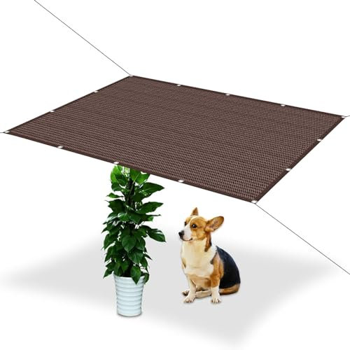 Segeltuch 5.4 x 6 m Uv-Beständig Atmungsaktiv Reißfest Sonnenschutz Markise Viereck mit Ösen Und Kordel für Außenbereiche Wie Garten, Braun