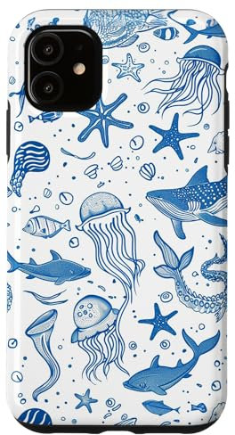 iPhone 11 Ocean Life Whale Shark Coral Reefs Seashell Starfish Phone Case