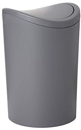 TATAY Bathroom Bin with Swing Lid | Compact and Modern Design | Durable Plastic and Easy to Clean | Made in Spain with 6L Capacity | 19 x 19 x 28 cm – Grey Toilet Bin