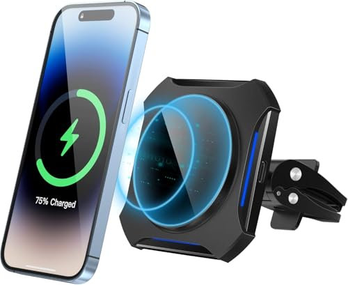 Caricatore Wireless Auto,Sewowibo Ricarica Wireless Auto, Mag safe Auto i Phone16/15/14/13 Pro/Pro Max/Series, Caricatore Wireless per i phone Auto, Nero