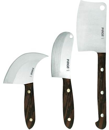 Pirge Premium Käsemesser-Set Mini 3 Stück - Edelstahl Käseschneider mit Holzgriff - Käsemesser-Kollektion aus Wengeholz - Hochglanzpoliert Käsehobel Set - Messer Set für Käse