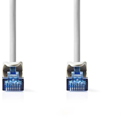 NEDIS Cat6a Network Cable, Double-Shielded Patch Cable for Cat6a Installations, Suitable for 10/100/1000/10,000 Megabit Network Environments - 2m Grey