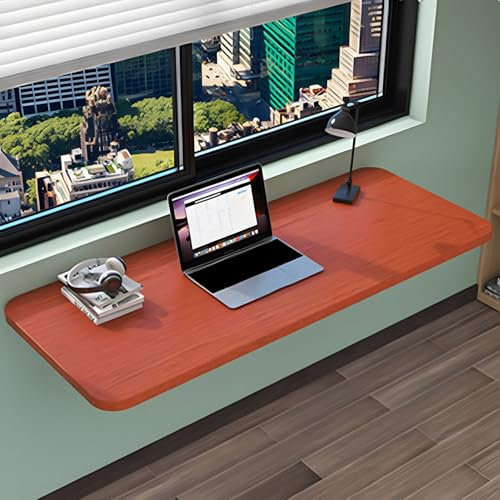 Morlinca Klapptisch Wand Foldable Table, Platzsparender Wandklapptisch, Klappbar Schreibtisch Esstisch, Wandmontierter Tisch für Home Office, Esszimmer, Arbeitszimmer,Teak Color,120x30cm