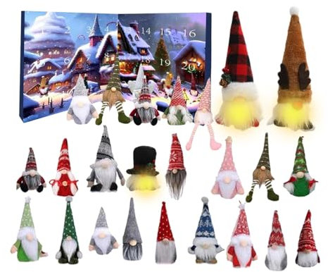 2024 Weihnachtsz werge Adventskalender, 3 Leuchtende Und 21 Zwer ge Dekoration Weihnachts-Countdown-Kalender, Gonks Spielzeug Adventskalender, Gonks Leuchtende Figur Plüsch Für Kinder