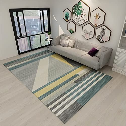 DJHWWD Teppich Angebote blau deko modern Terasse Wohnzimmerteppich Blaue Streifen Einfaches Muster Langlebiger 200X300CM Babyzimmer Junge Carpet Living Room
