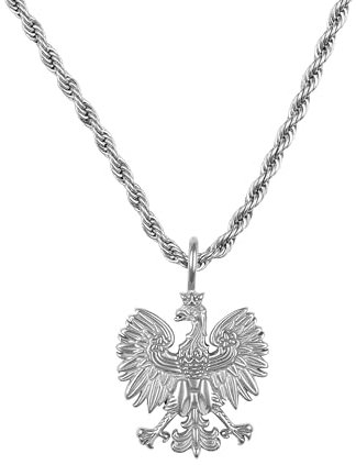 d'origine Polen Adler Kette Herren – Polnisches Wappen mit Kordelkette (Rope) in Silber (Edelstahl)