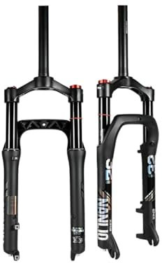 BSFHQS Forcella Ammortizzata per Bici Elettriche da 20 26 Pollici 4.0 Pneumatici Fat Bikes 1-1/8 Diritto Forcella Pneumatica per Bici Snow Beach Viaggio 120/130mm 9 * 135mm QR(20)